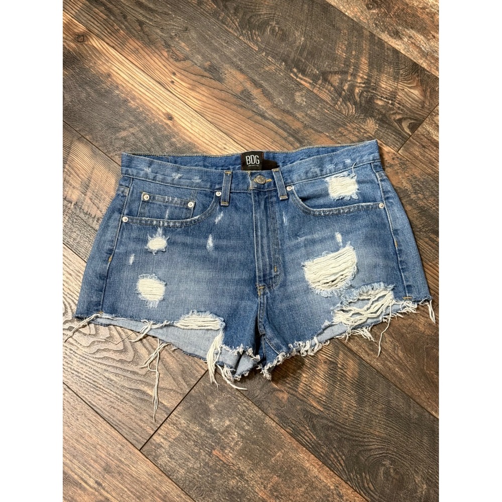 BDG Urban Outfitters Essential Mid-Rise Distressed Denim Shorts Blue Size 29